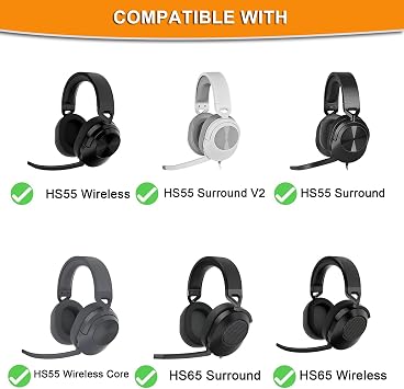 HS65 HS55 Earpads - defean Replacement Ear Pads Cover Cushions Compatible with Corsair HS65 HS55 Surround Gaming Headset,High-Density Noise Cancelling Foam (Black Breathable Ice Silk Fabric)