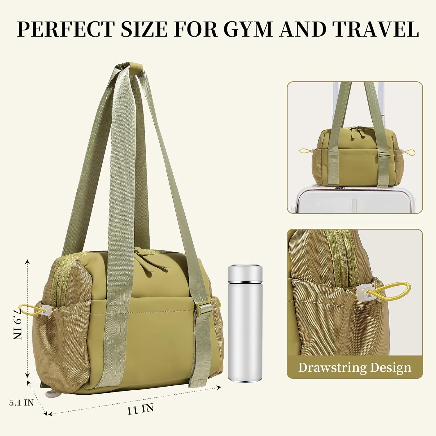 Small Gym Bag for Women Mini Gym Duffle Bag with Wet Compartment,mini duffle Tote Bag small duffle bag for Workout/Sport/Travel (Green)