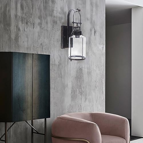 Miniatura 7 de Iluminación de pared industrial retro, lámparas modernas con pantalla de vidrio transparente, para mesita de noche, bar, restaurante, pasillo,