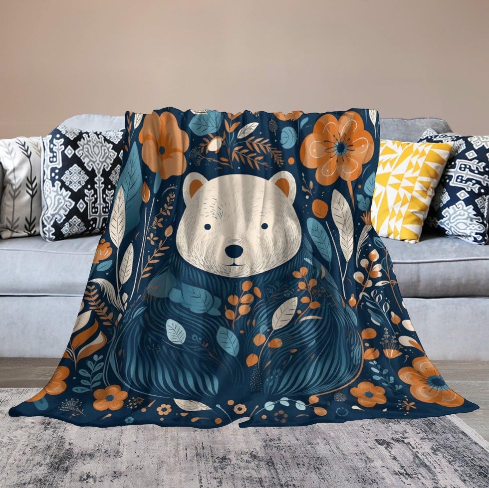 Couverture ours en micro polaire 127x152 cm douce pour canapé
