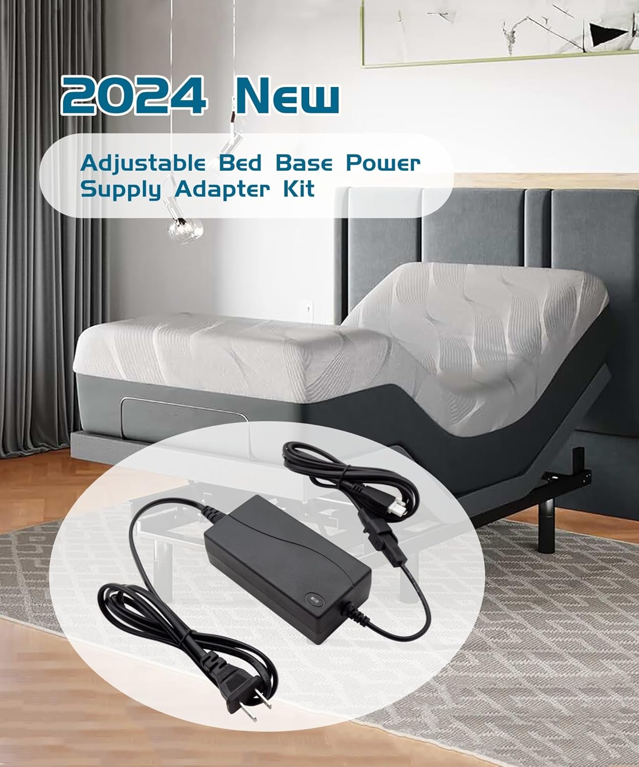 Adjustable Bed Base Input Power Supply,3 Piece Switching Power Supply Adapter Kit Replacement Parts,Fits For Tempurpedic,Ergo,Extend,Sealy Ease or Ease 2.0 and Serta New Generation Adjustable Bed Base