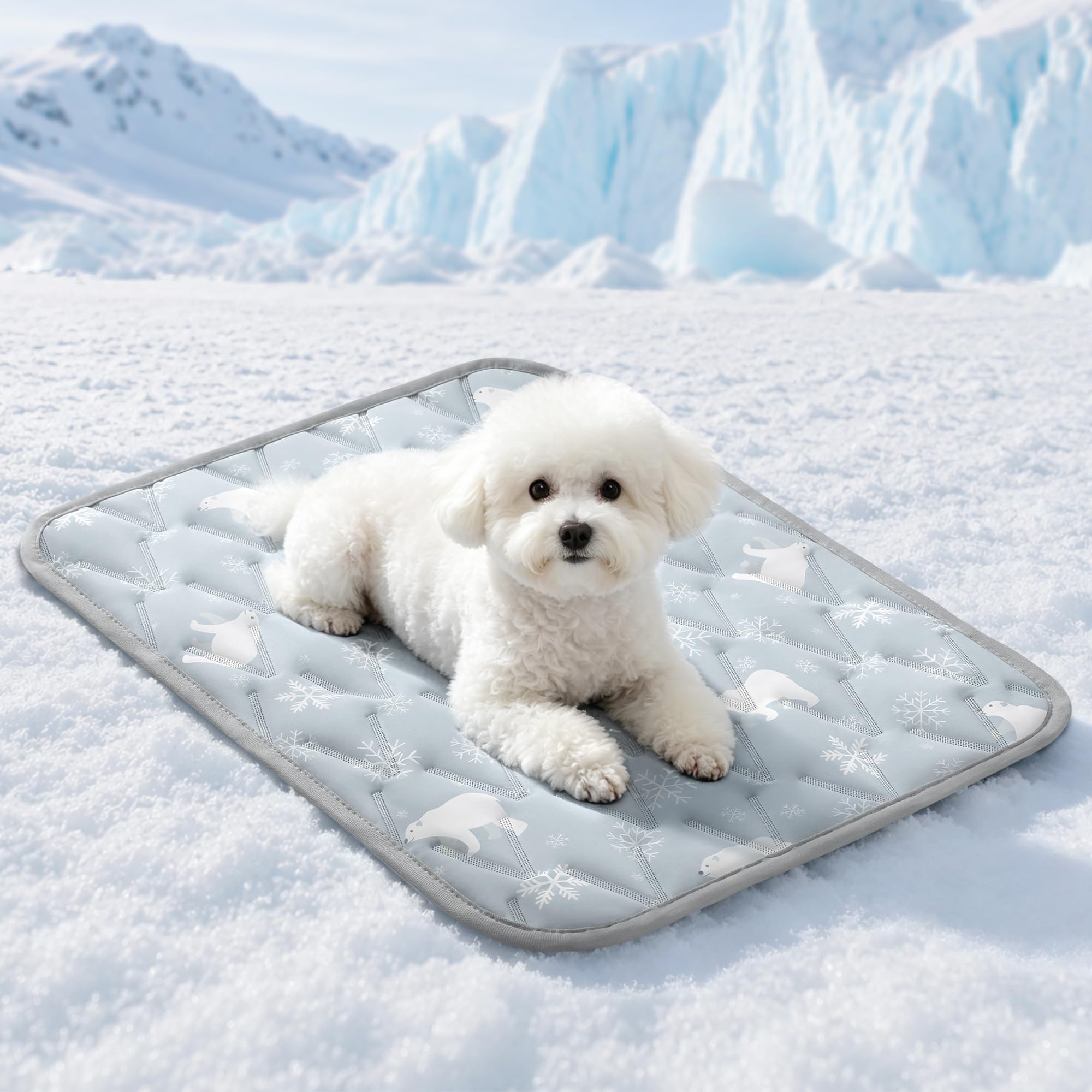 Angelpet Dog Cooling Mat for Small Dogs & Cats, 60x45cm, Q-MAX > 0.5 Gel-Free Self Cooling Pet Mat, Cool-Touch Fabric, Waterproof Bottom, Breathable Washable Pad for Crate, Floor, Sofa & Car, Grey