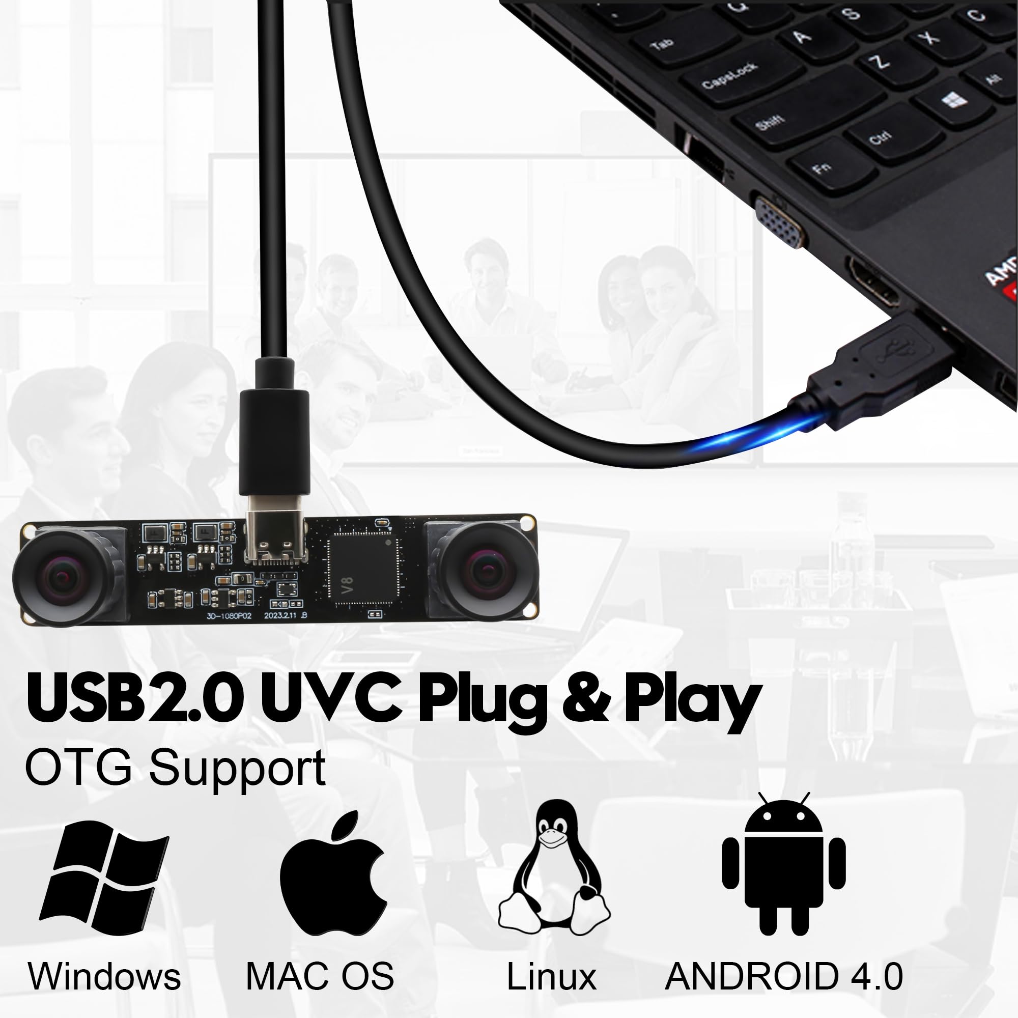 Svpro Cámara USB con dos objetivos 1080P 60 fps de alta velocidad UVC cámara industrial placa de sincronización PC cámara cámara Lightburn prismáticos grabado láser para biometría 3D VR