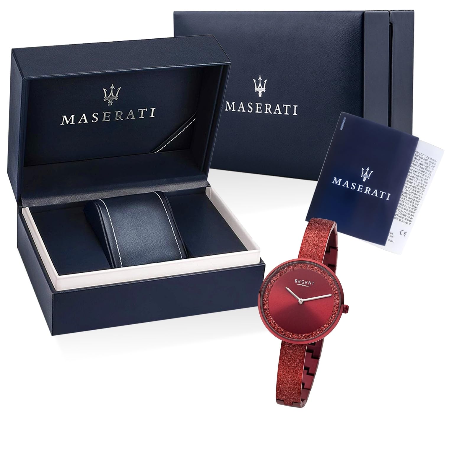 Regent Uhr Damen Edelstahl Halbspange Glitzer Quarz Analog Modell BA-688