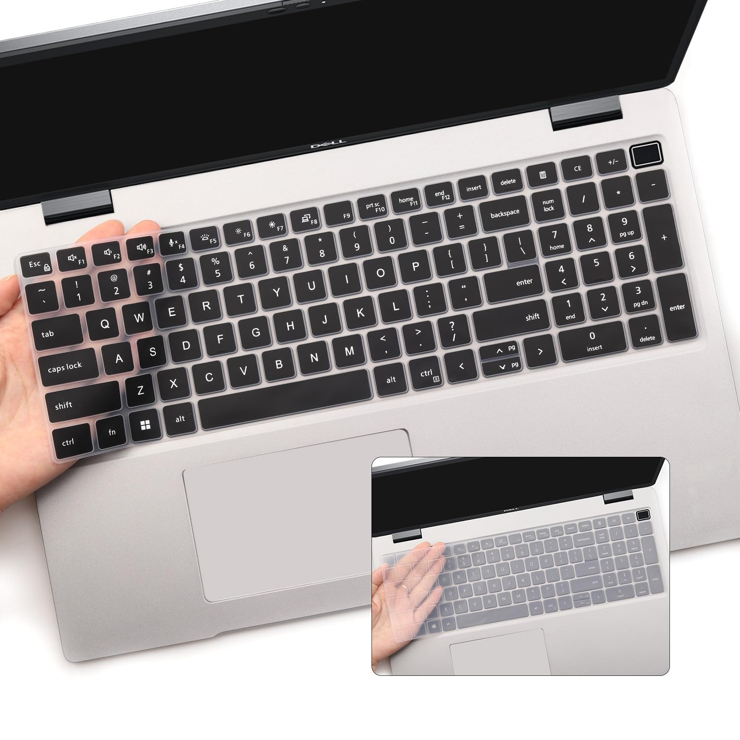 2 PCS Keyboard Cover for Dell Precision 16 7670 7680 16", Dell Precision 7770 7780 17.3" Laptop Protective Keyboard Skin-Black+Clear