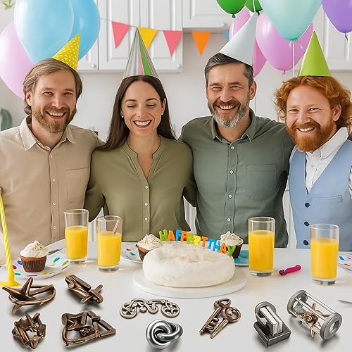 Miniatura 13 de Wettarn Rompecabezas de metal de acero 3D para adultos, juego de desbloqueo, educación de inteligencia intelectual, lógica, prueba de lógica