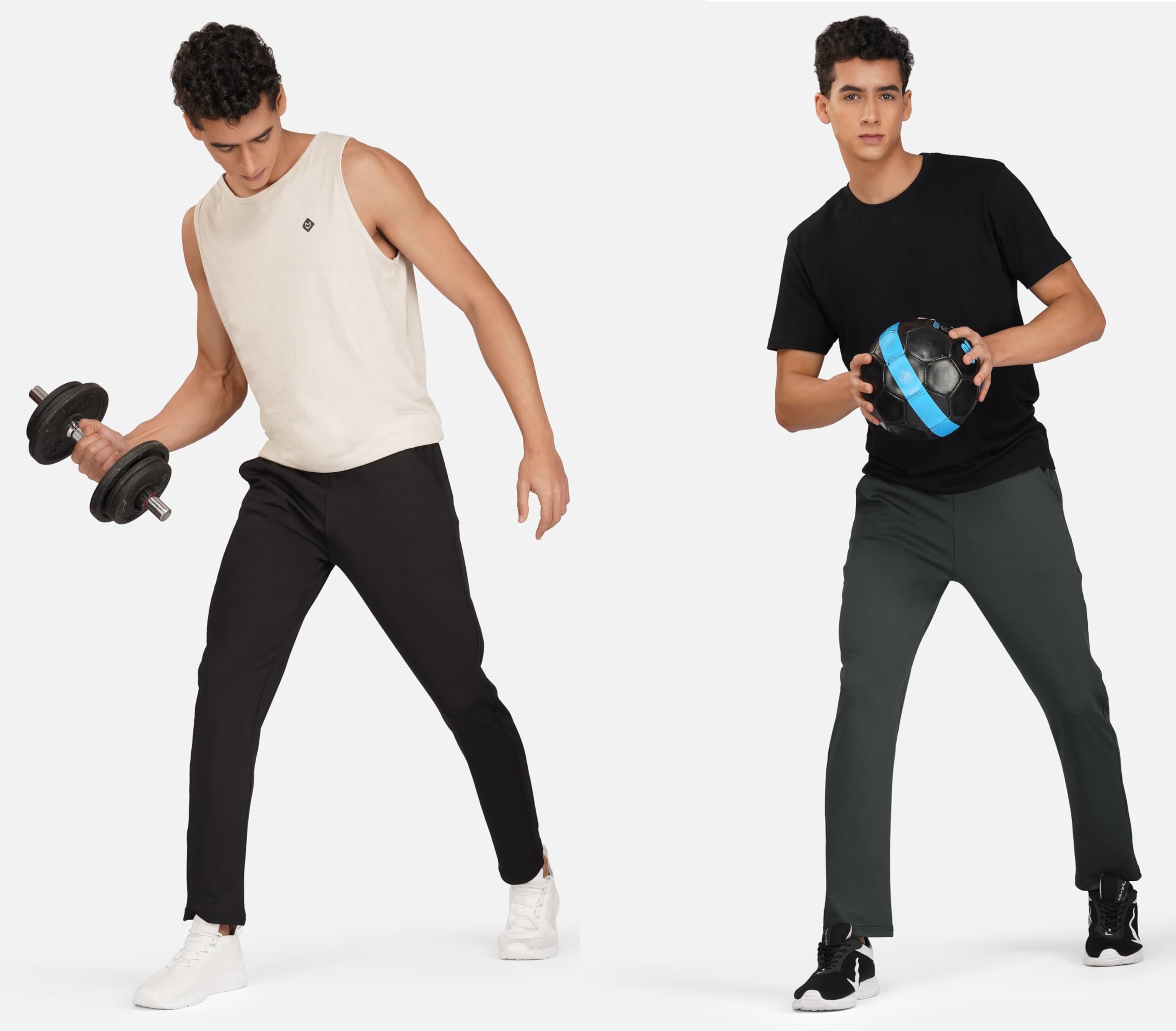 SYFKO Men's Combo Lycra Polyester Track Pants || Regular Fit Lower for Mens & Boys || Choose The Right Waist Size for The Right Fit || Black & Darkgrey (Pack of 2) - (Waist Size - XL = 34 Inch) 3