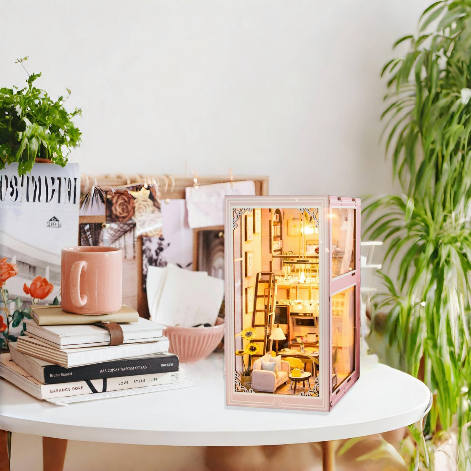 Amazon.com: DIY Book Nook Kit Pink Apartment - Romantic Miniature
