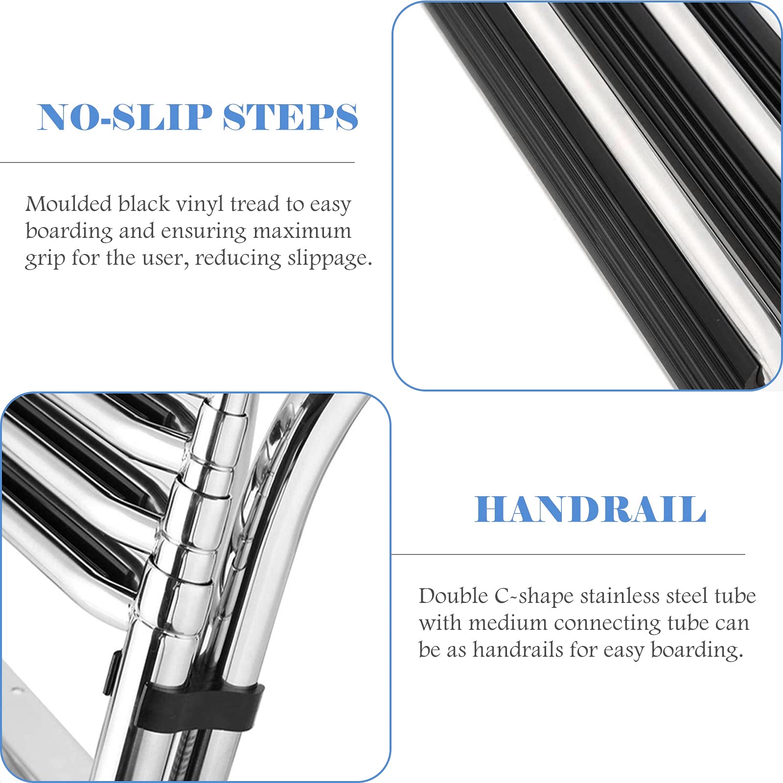Scaletta per barche in acciaio inox, pieghevole a 4 gradini, per banchina, design telescopico resistente, ideale per yacht e pontoni