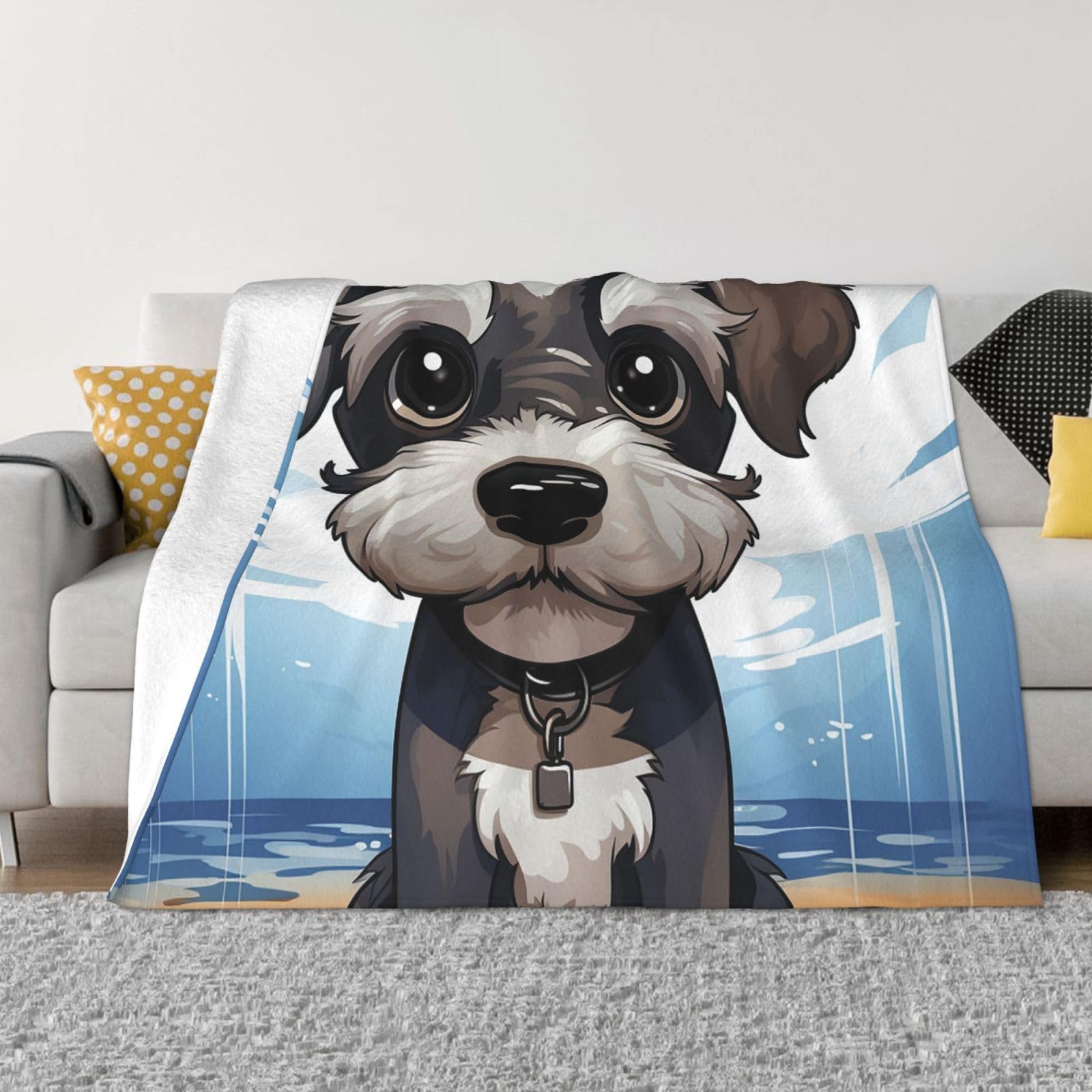 KLOPH Adorable Schnauzer Throw Blanket 40"x30" Flannel Fluffy Warm Blanket for Couch, Reversible Plush Blankets for Bed, Comfy Fuzzy Blanket for Sofa, Plush Lightweight-Blankets for All Season