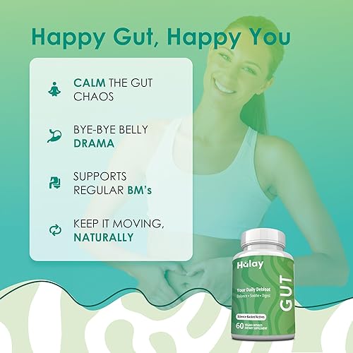 Miniatura 2 de Gut - Apoyo digestivo diario con 10 enzimas, menta, jengibre, cúrcuma y bioperina - 60 cápsulas, suministro de 1 mes