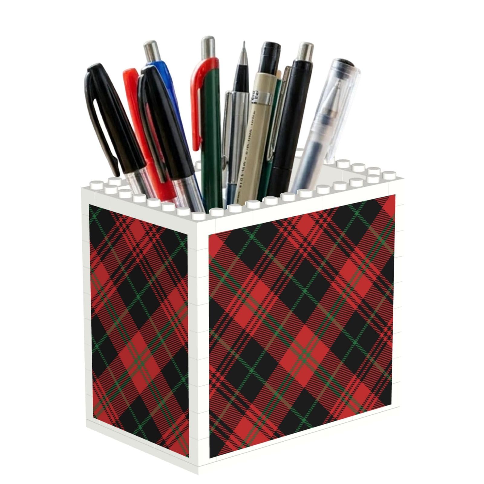 Poadnly Diagonal Plaid Scottish, Pen Pot Pencil Holder for Office Home School, Compact Desk Organiser for Office Stationery