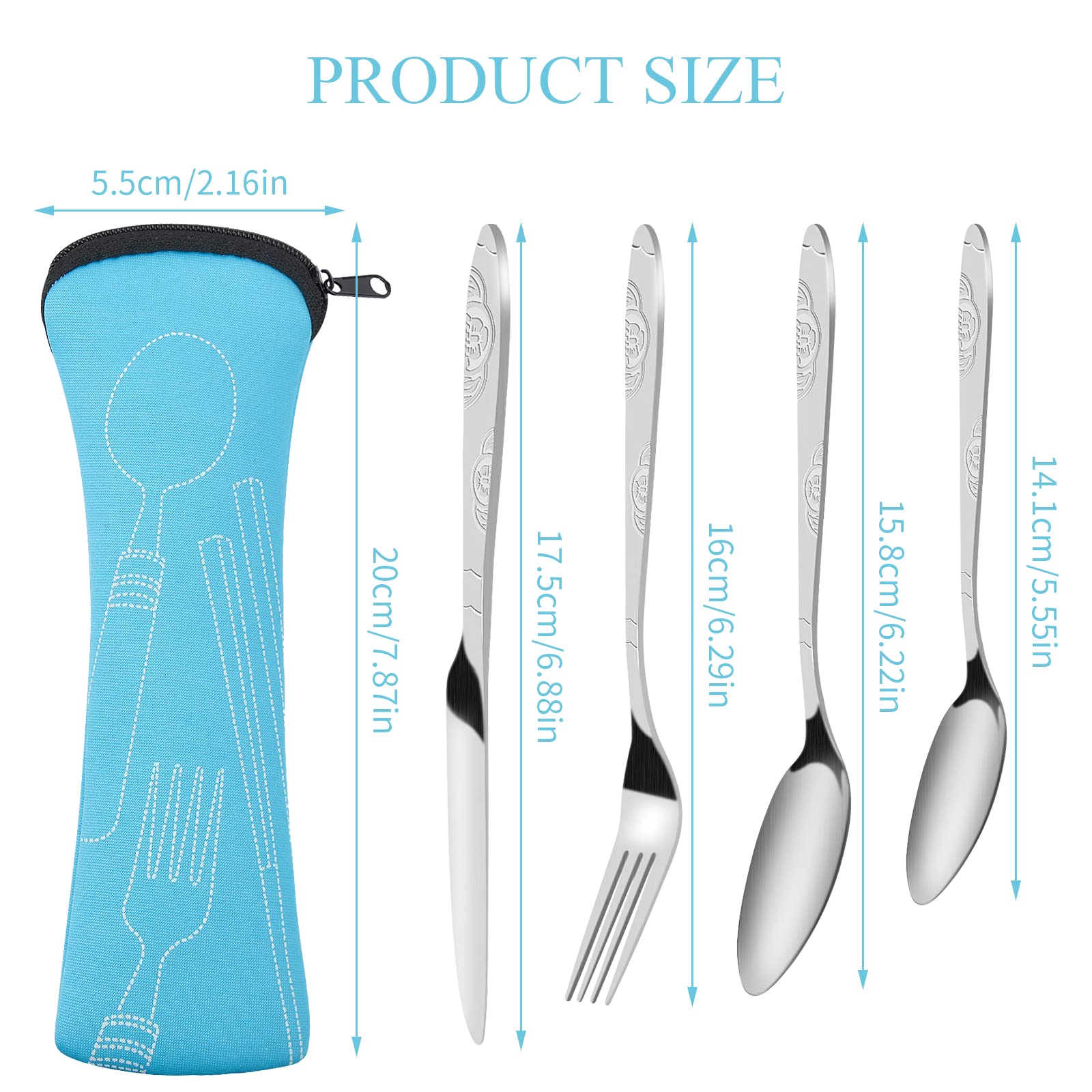 Set Posate Da Viaggio In Acciaio Inox Per 2 Persone - 12 Pezzi Con Borsa Portatile Per Campeggio E Picnic - Foto 6