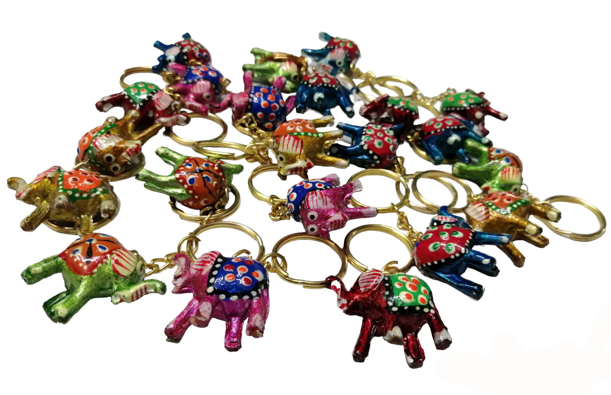 Hand Painted Elephant Keychains 10 Pieces