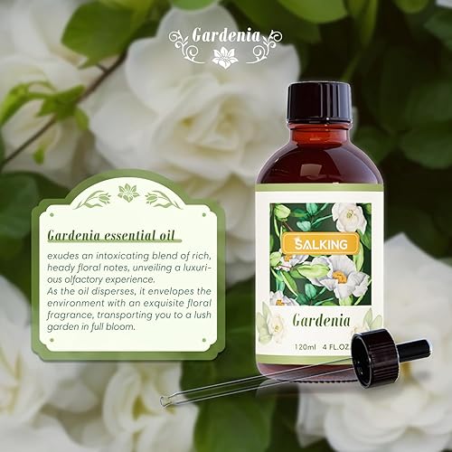 Miniatura 3 de SALKING Gardenia - Aceite esencial de 4 fl oz, aceites aromáticos prémium para difusor, aromas de velas para hacer velas, suministros para hacer