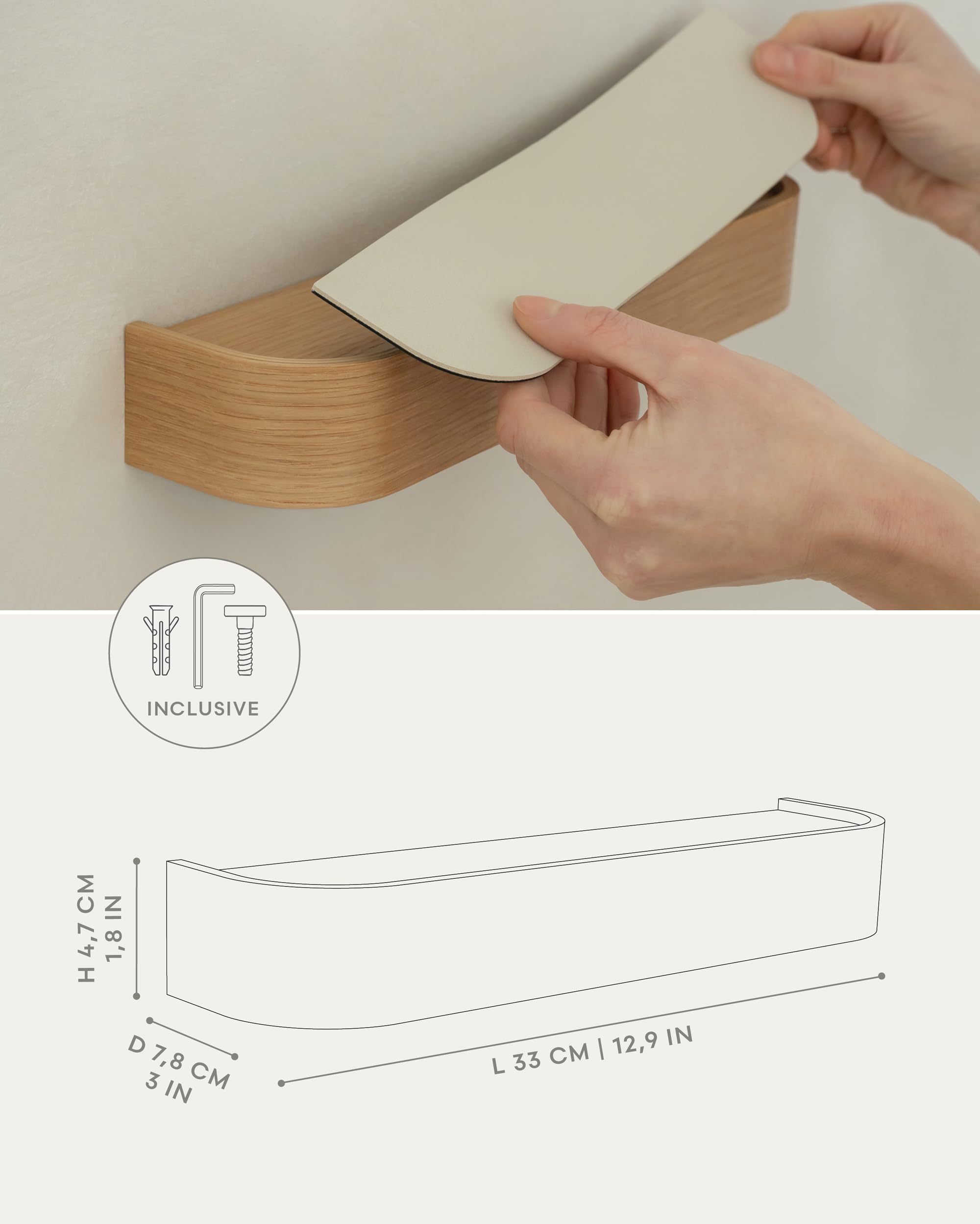 Kazai. Portachiavi da Parete 'Toke' | Design di Appendichiavi da Parete di Berlino | Porta Chiavi da Muro con Mensola in Legno | Porta Chiavi Ingresso per Parete e Corridoio | Quercia