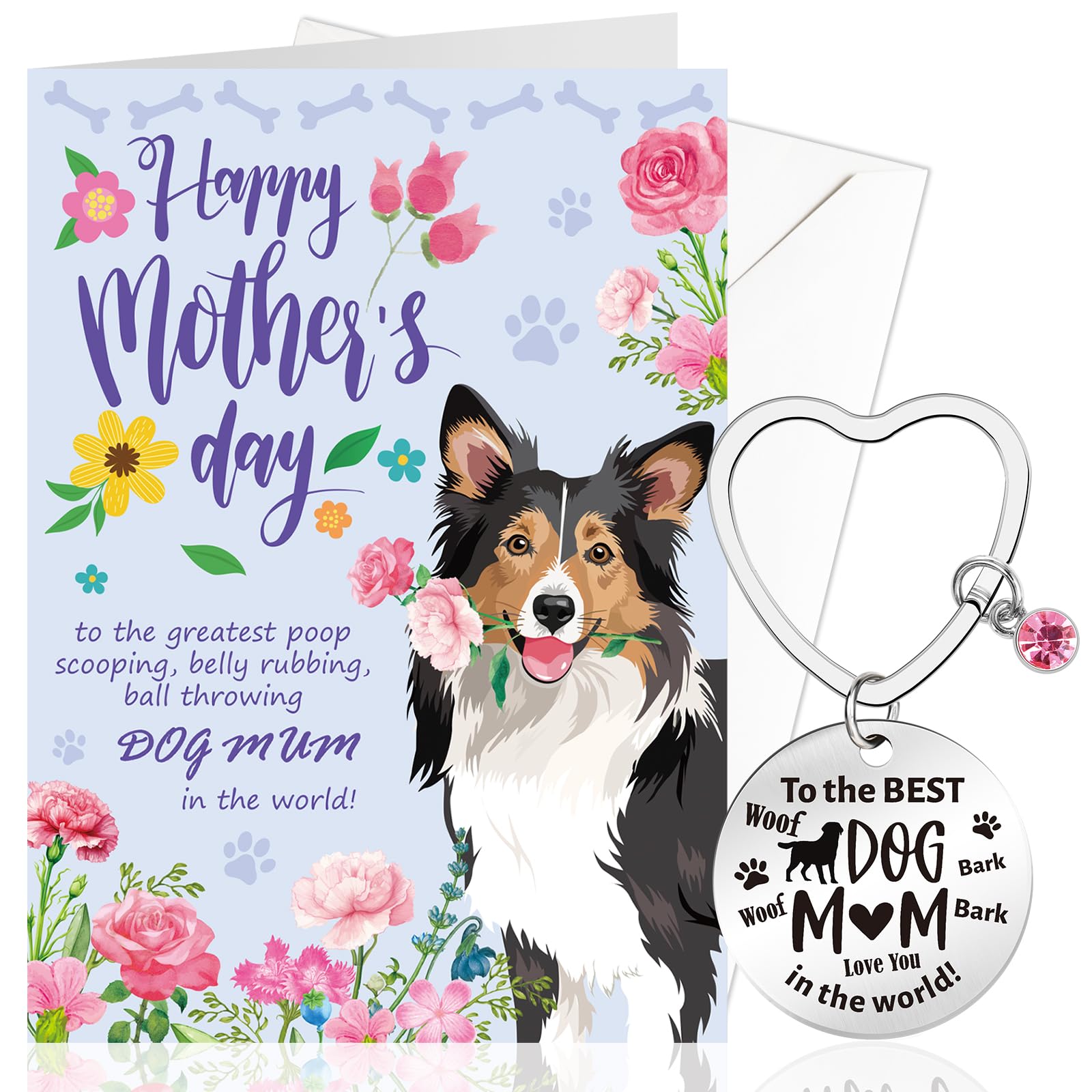 DPKOW Mothers Day Card from Dog, Happy Mother’s Day Card Dog Mum Gifts, Mothers Day Greeting Card with Envelope