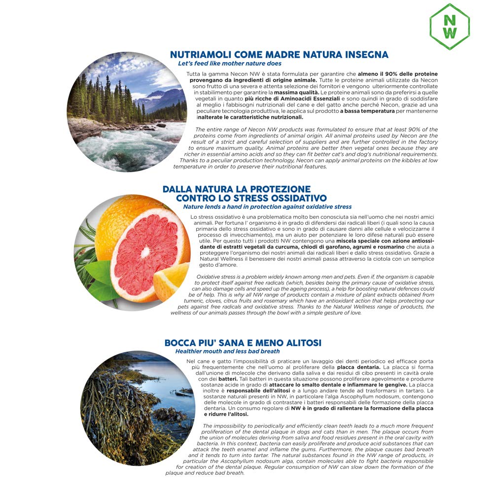 NECON PET FOOD Natural Wellness wieprzowina i ryż dla dorosłych, 3 x 400 g, karma dla kotów dla dorosłych, witaminy o niskiej zawartości ziarna, bogata w witaminy, super jakość, Made in Italy
