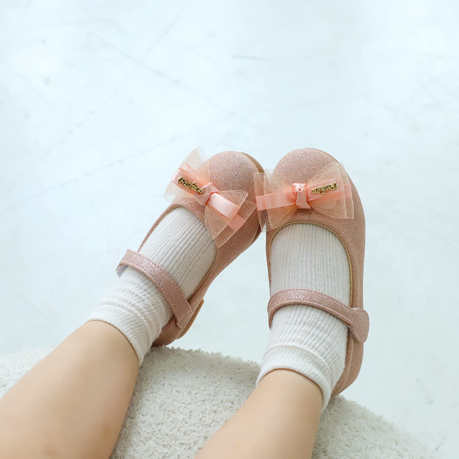 MK MATT KEELY Bailarinas Niña de Vestir Zapatos de la Princesa Brillante Merceditas Ballet Flats con Lazo 2-7 Años