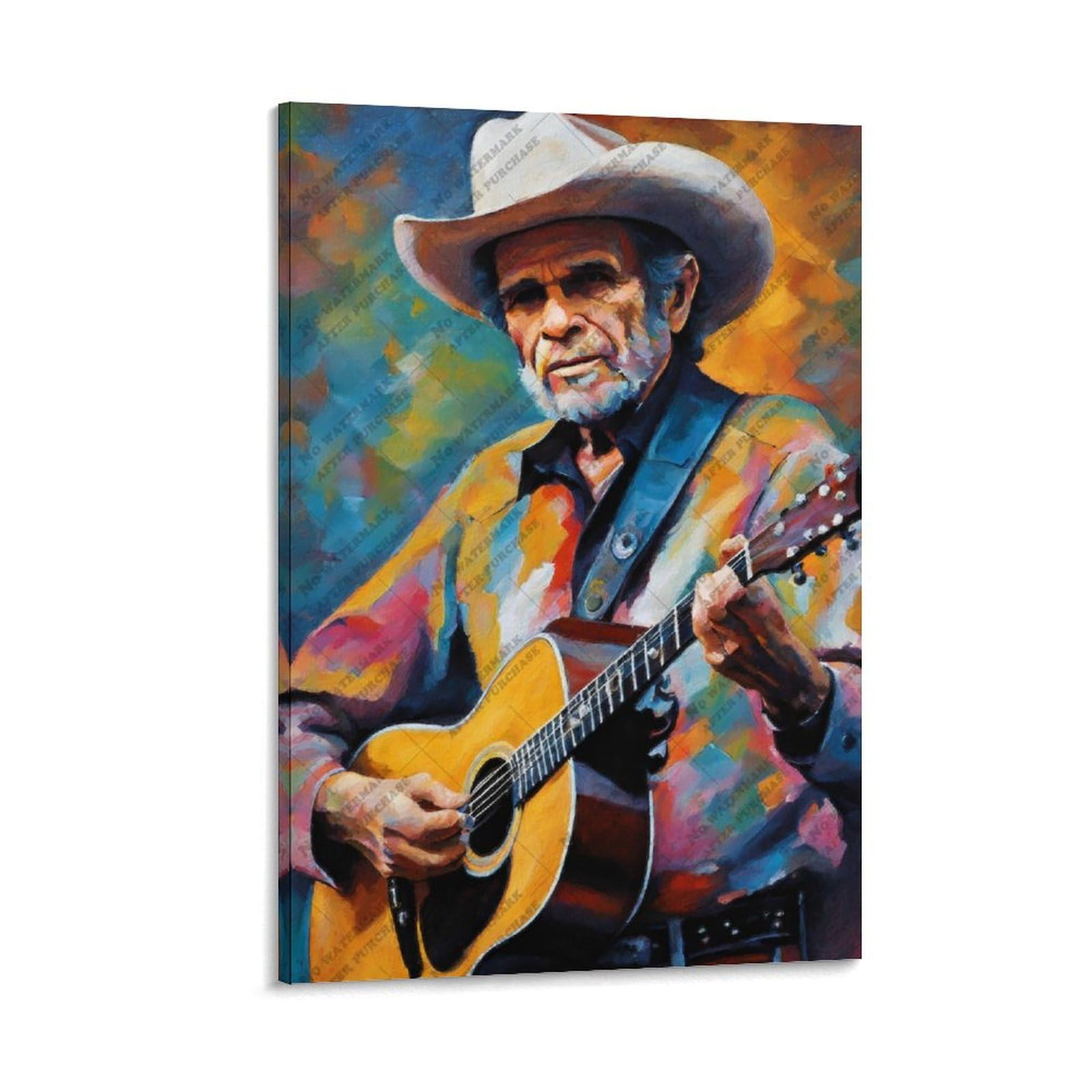 FCOJE Poster su tela con cantante folk country Merle_Haggard (1), decorazione artistica da parete per soggiorno e camera da letto, 30 x 45 cm
