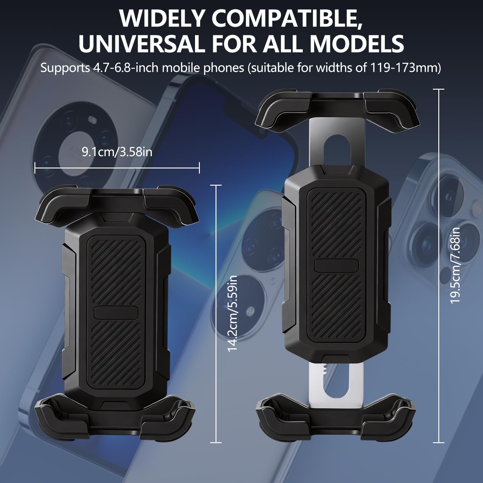 Hossom Support Téléphone Moto Anti-Vibration, Support Téléphone Vélo, 360° Pivotant Support pour Guidon pour Moto, Vélo, ATV, Scooter pour iPhone 17 16 15 14 13 Series, Huawei, 4,7-6,8" Smartphone