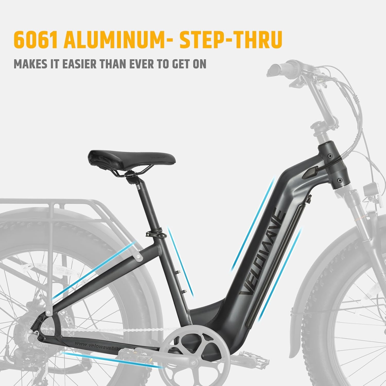 VELOWAVE Electric Bike 26" Fat Tire Ebike Peak 1200W Motor Electric Bike for Adults with 47.97V 14.4AH Removable LG Cell Battery Step-Thru E Bike up to 32MPH UL 2849 Certified with Lock& Bell