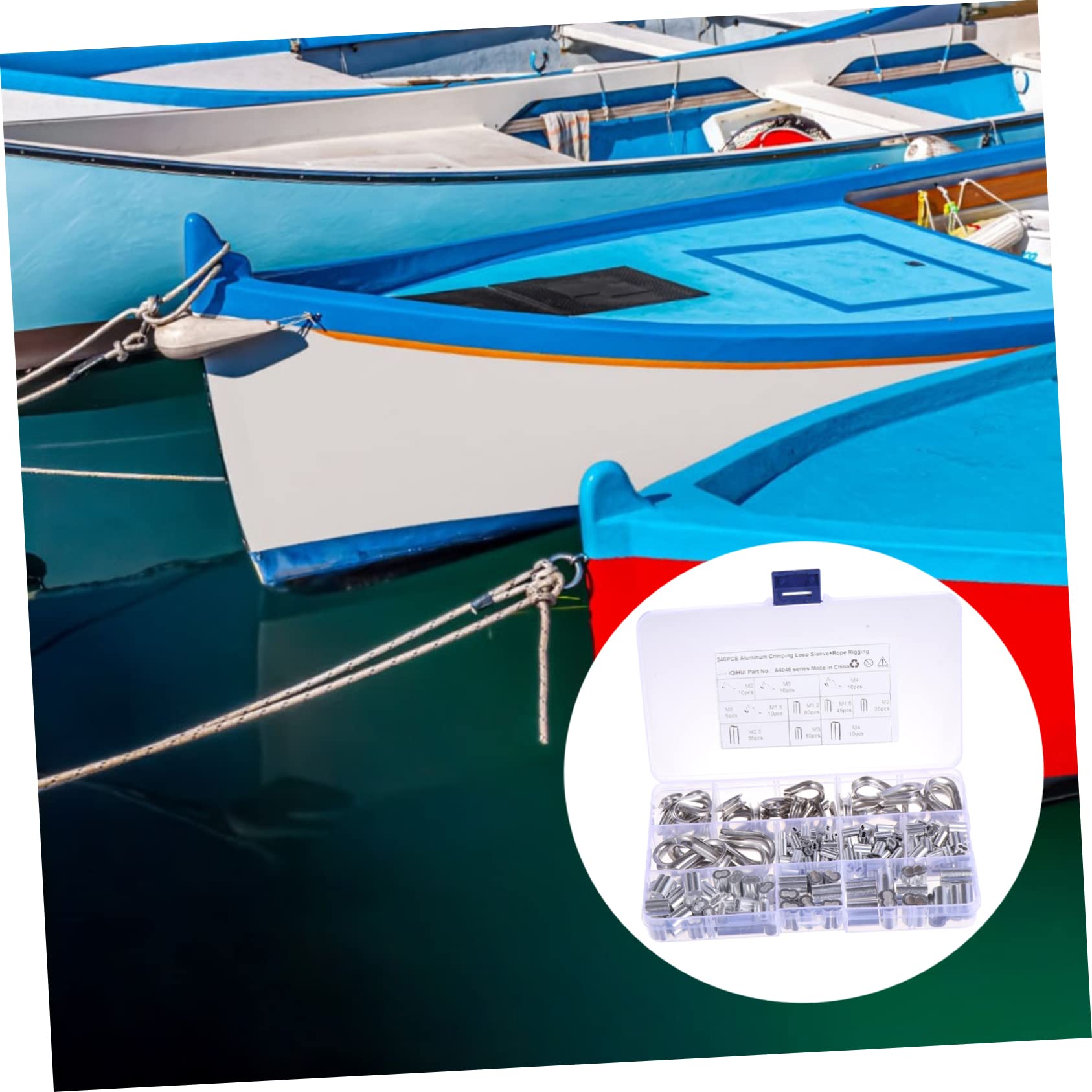 MUCKLILY 240 Pcs Wire Rope Sleeves Cable Crimps Oval Connector Tube Thimble Wire Thimble Type Wire Rope Loop Double Barrel Crimping Thimble Rigging Crimp Sleeves Stainless Steel 304 Silver