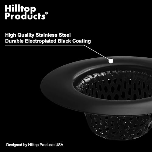 Miniatura 4 de Paquete de 2  Cesta superior de 2.25 pulgadas  1 pulgada  Colador negro para fregadero de baño, utilidad, pendiente, lavandería, RV y lavabo,