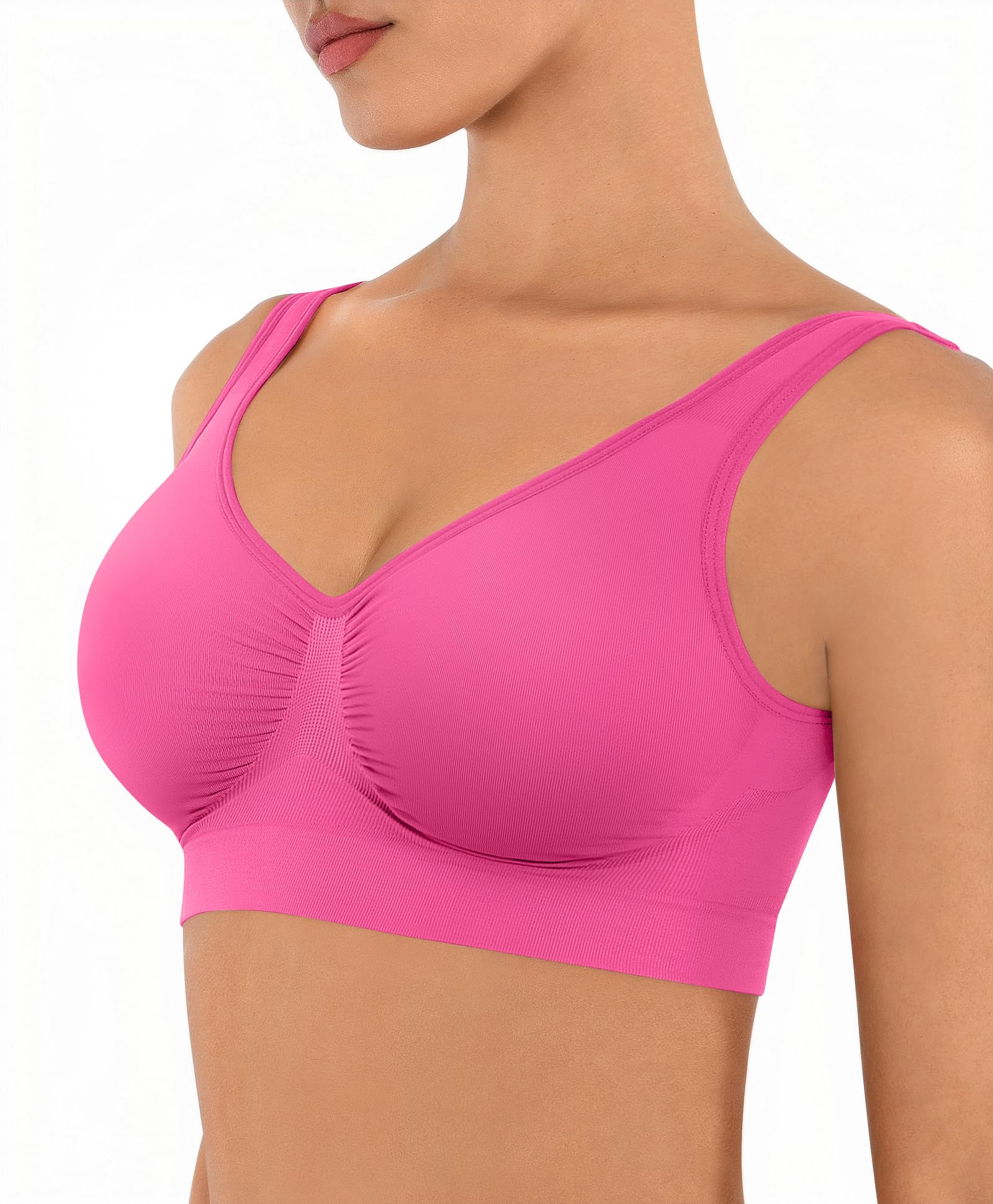 FeelinGirl Bras for Women No Underwire Seamless Smooth Bralette Full Coverage Comfy Everyday Bras with Wide Straps