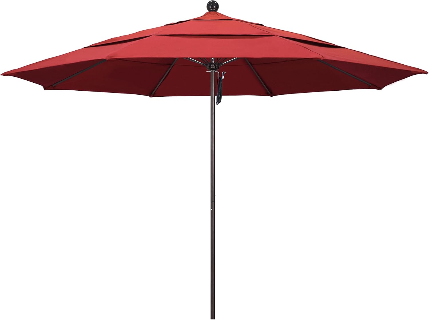 California Umbrella 11' Rd. Venture Series Contract Grade Patio Umbrella, Pulley Open, Bronze Finish, Sunbrella Aztec
