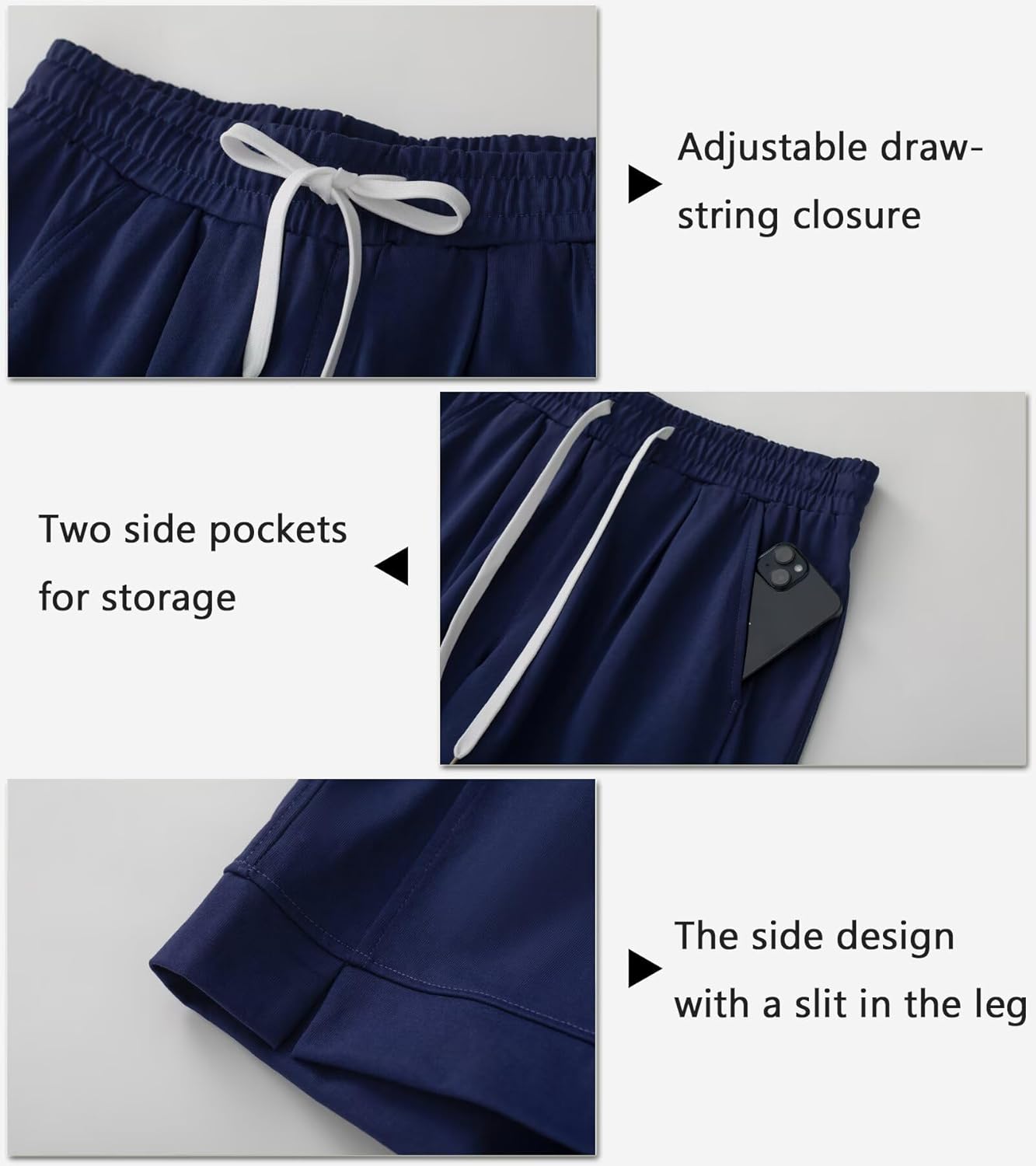 Vcansion Women's Elastic Waist Knee Length Casual Cotton Bermuda Shorts with Drawstring - Image 4