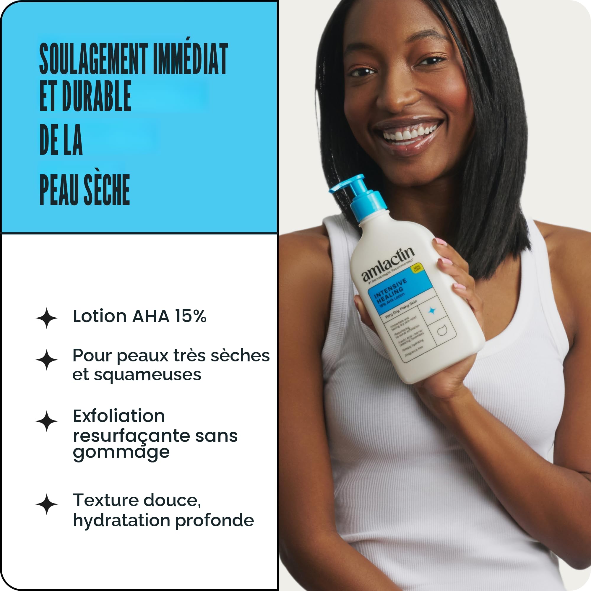 AmLactin Rapid Relief Lotion réparatrice + céramides, 410 ml avec pompe, sans paraben