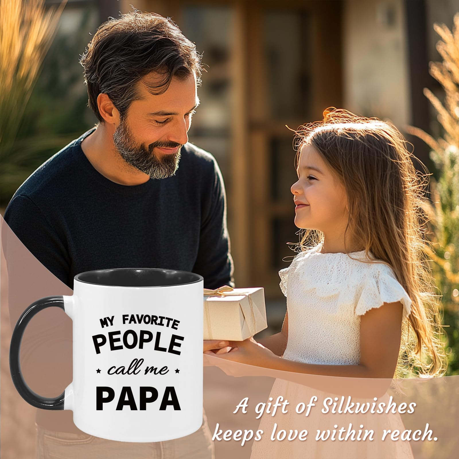 Papa Coffee Mug 11Oz Papa Gifts from Kids Grandkids, Fathers Day Birthday Gift for Dad Christmas Gift from Daughter, Son, Funny Dad Mug Microwave & Dishwasher Safe