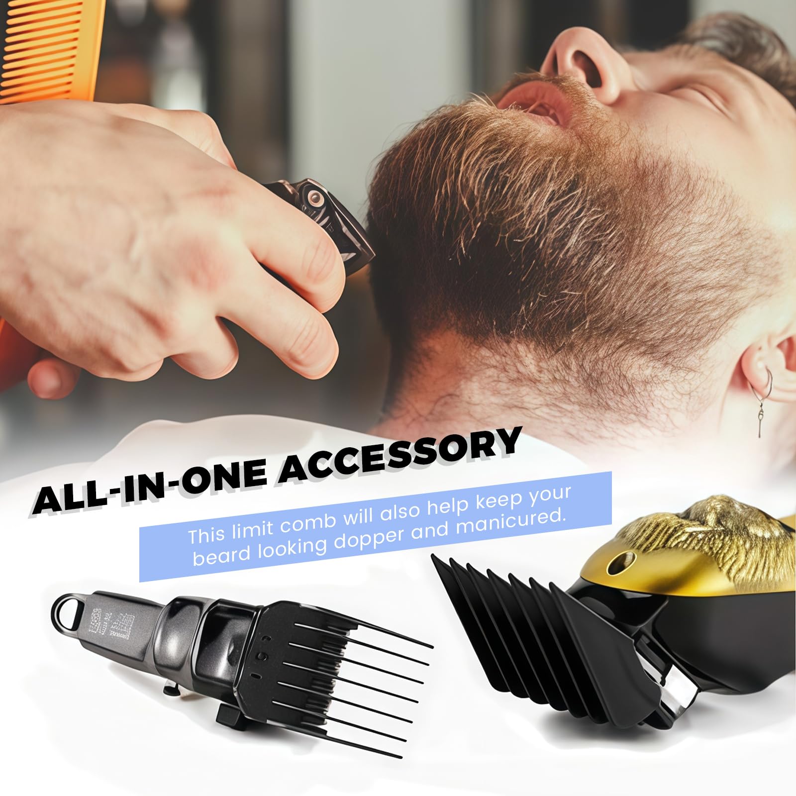 Klipperschutz-Set, kompatybilny z większością maszynek do strzyżenia włosów, zamiennik szyn do strzyżenia włosów - od 1/16" do 1", zestaw 10 sztuk, kolor czarny