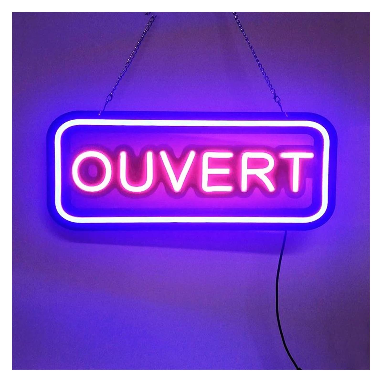 MENGE Néon Enseignes lumineuses Decor Enseigne Lumineuse Ouvert Au Néon, Bleu Et Rouge, Idéale Pour La Décoration D'un Bar Ou D'un Magasin, 20х48cm