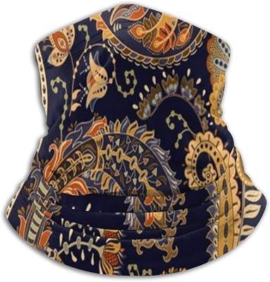 Colorful Paisley Indonesian Batik Nature Unisex Winter Fleece Neck Warmer Gaiters Hairband Cold Weather Tube Face Mask Thermal Neck Scarf Outdoor UV Protection Party Cover