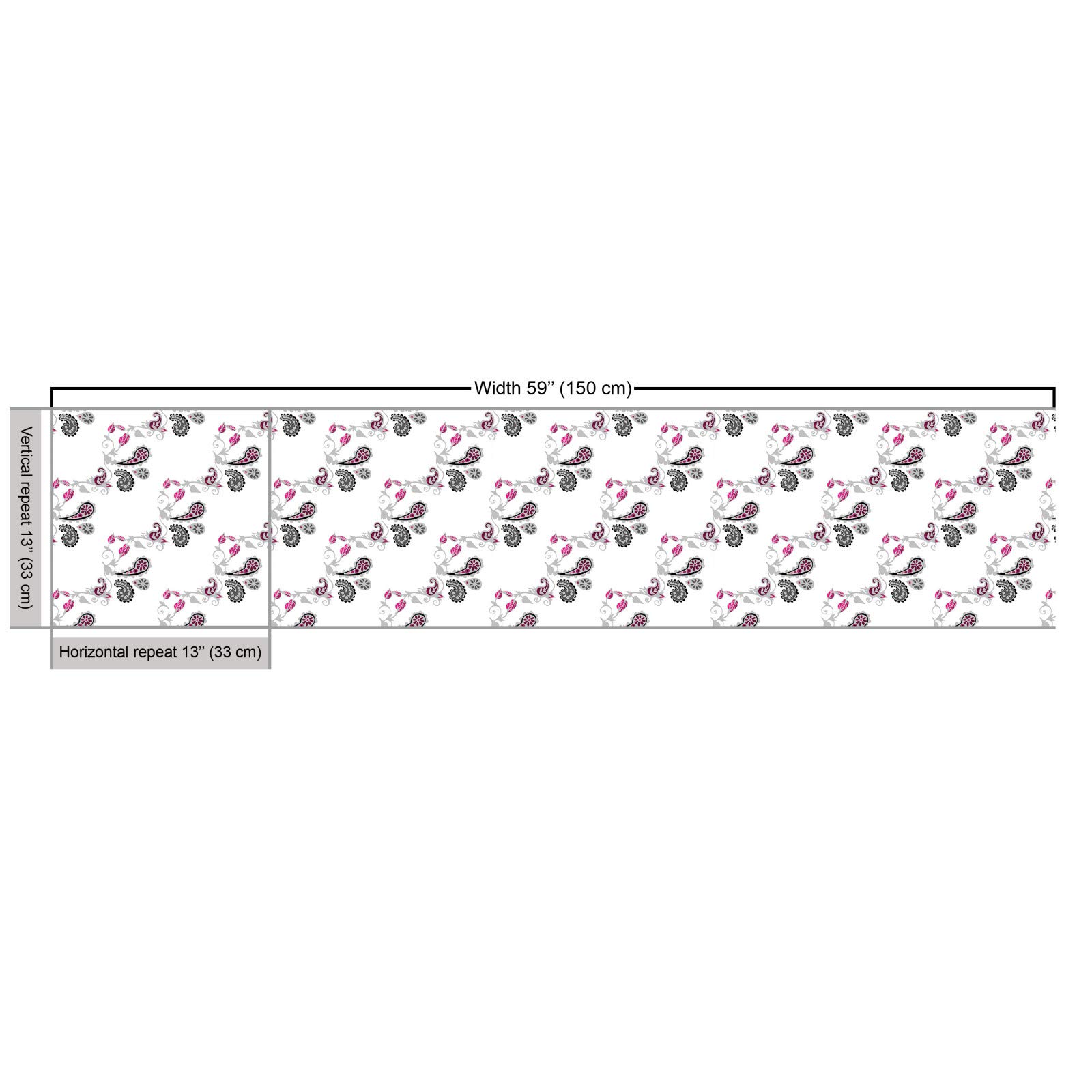 ABAKUHAUS Paisley Gewebe als Meterware, Abstrakte Efeu-Muster, Schn  Gewebten Stoff fr Polster und Wohnaccessoires, 1M (148x100cm), Schwarz  Grau und Rosa : Amazon.de: Kche, Haushalt & Wohnen