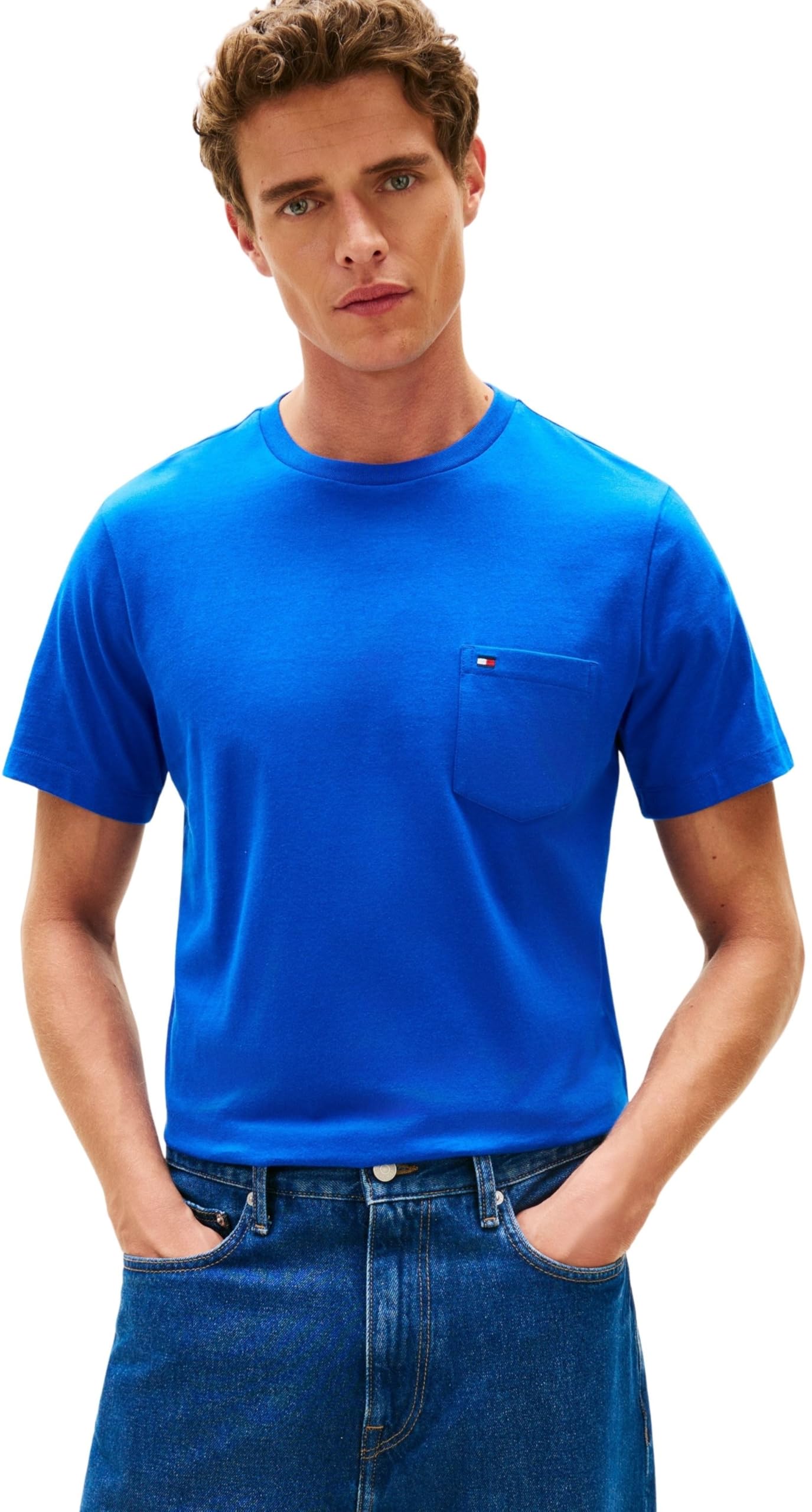 Tommy Hilfiger Uomo T-Shirt Maniche Corte Essential con Taschino sul Petto