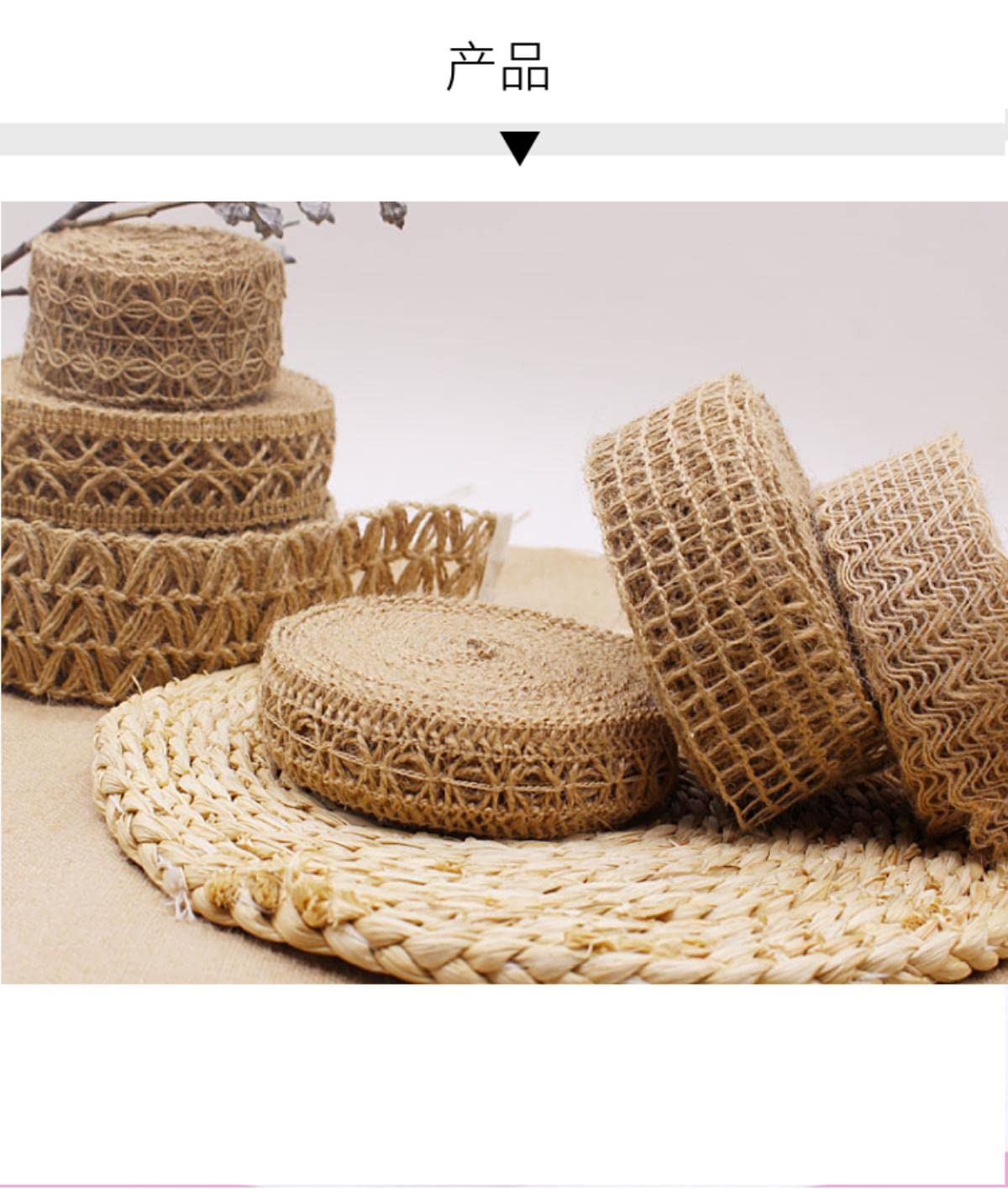Mezcla de Estilos 10MM-60MM X11 Yardas / Lote Decoración de Boda rústica Cuerda de Yute Cuerda Trenzada Cordón de Bricolaje Suministros de Encaje Accesorios-35MM
