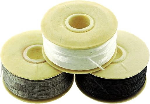 Nymo Nylon Beading Thread Size D for Delica Beads, 64 Yards per Bobbin, White, Grey & Black. Multicolor