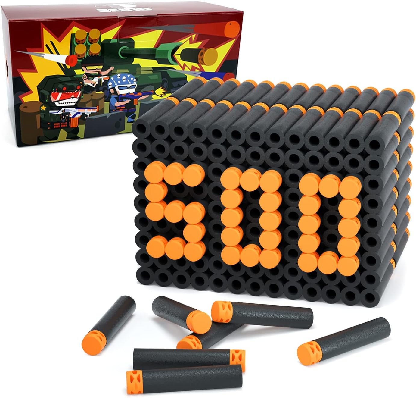 EKIND 500 Pcs Waffles Darts Compatible with N Strike Blaster (Black)