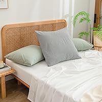 Vista 62 de BESTOUCH Funda de almohada 100% algodón lavado para cabello y piel, tacto de lino, suave, cómoda, transpirable, juego de 2 fundas de almohada