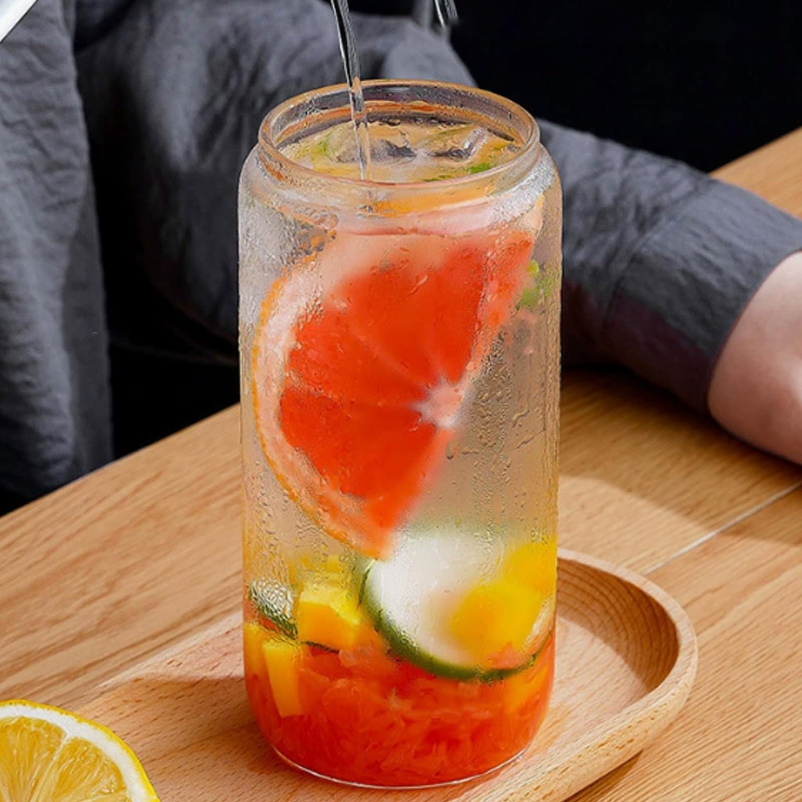 Leikurvo 2 kubki do herbaty bąbelkowej, 500 ml, z 2 pokrywkami, 2 słomkami i 1 szczotką, szklane kubki z pokrywką, szklanki do mrożonej kawy, koktajli, szklanki do smoothie, piwo