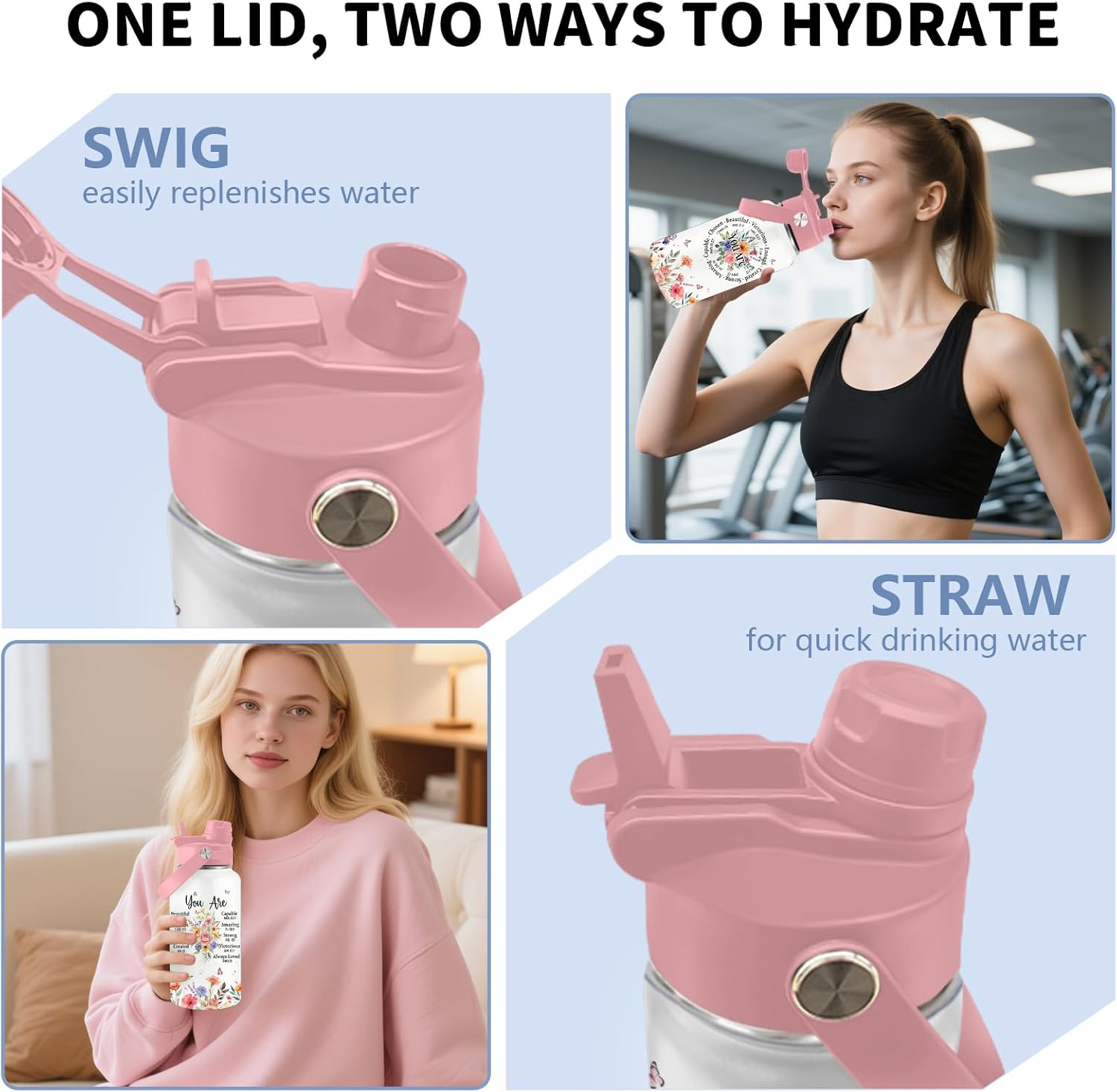 Christian Cup Gift for Women, Stainless Steel Water Bottle with Handle, 2-in-1 Straw and Spout Lid, 24oz Coffee Mug Insulated Travel Cup for Sports Birthday Valentines Day Gifts - Image 4