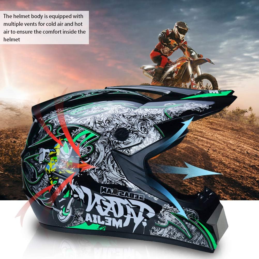 Profesjonalny kask motocrossowy dla dzieci i dorosłych, motocrossowy, dirt bike offroad, kask motocyklowy z goglami ochronnymi, rękawiczkami, osłoną twarzy