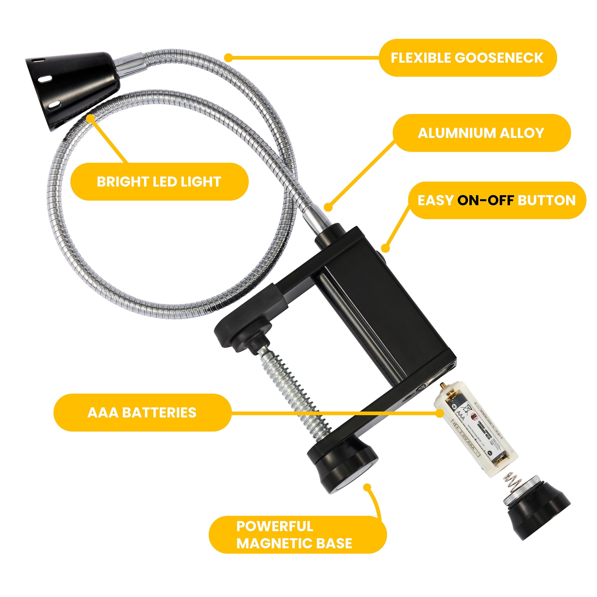 Flexibles magnetisches Grilllicht (schwarz, 2 Stück)