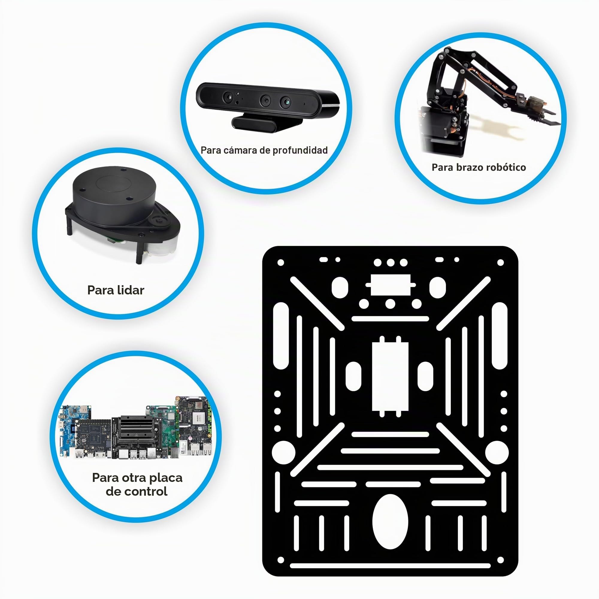 OSOYOO FlexiRover Robot Car Kit para Raspberry Pi - Compatible con Pi 2/3/4/5, 520 Motores con codificadores, ruedas Mecanum, servo soporte y sistema de batería de alta capacidad (no Raspberry Pi