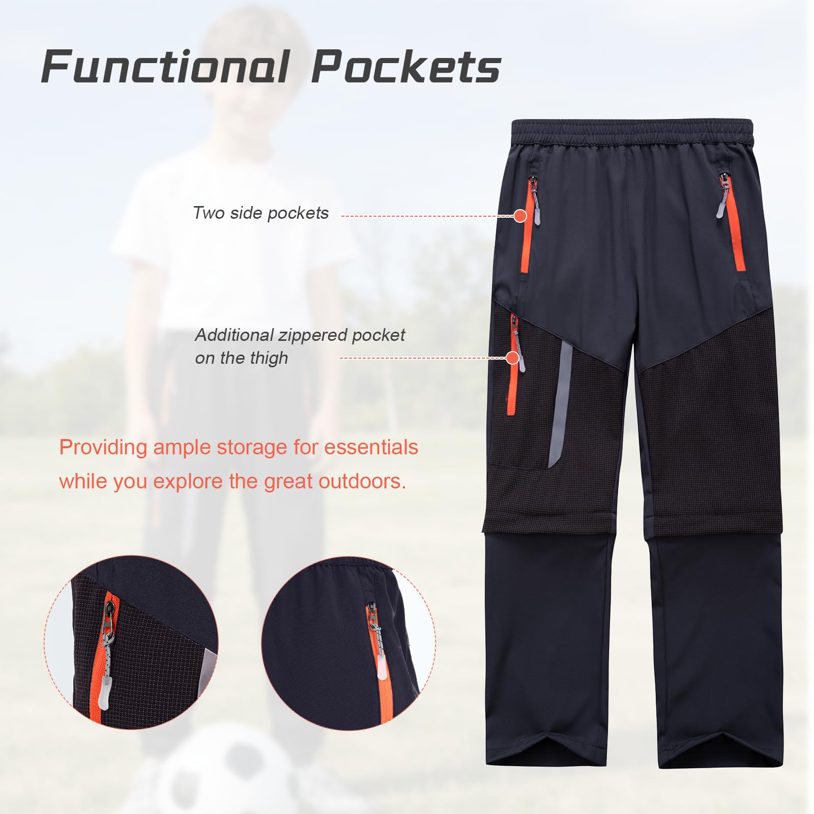 SUKUTU Pantalones 2 en 1 con Cremallera para niños y niñas Senderismo de Verano Convertibles Secado rápido Pantalones Cortos