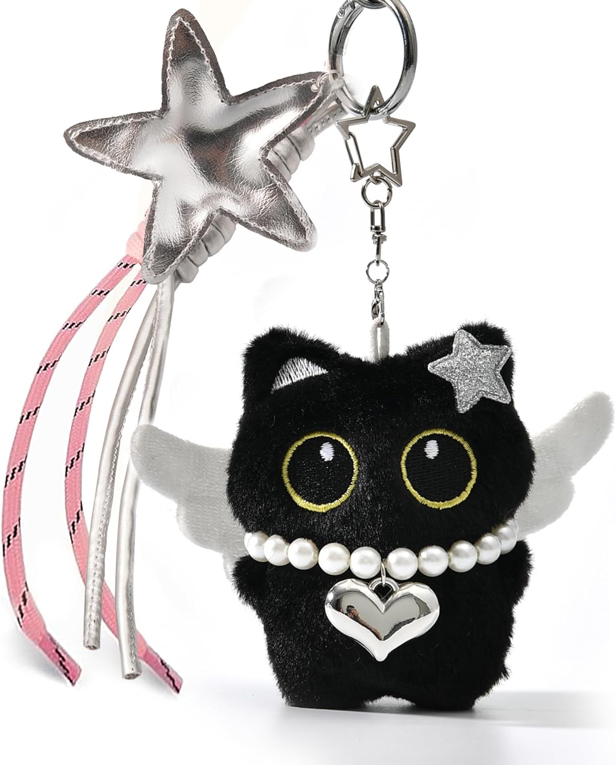 Bag Charm Cute Black Cat Plush Keychain Backpack Purse Key Chain Accessories Gifts for Women