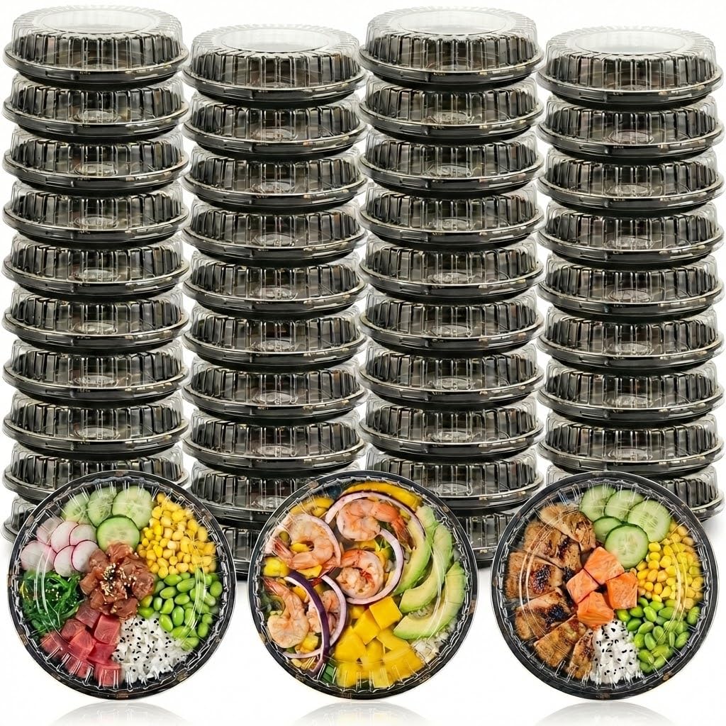 30 Pack 10 Inch Plastic Serving Tray with Lids, Catering Trays with Lids, Party Tray with Lids Large Sandwich Trays for Parties with Lid for Takeout Food Catering Picnic